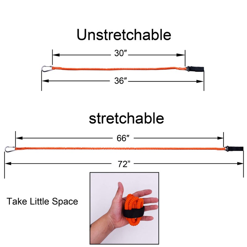 YYST Orange Paddle Leash Paddle Holder Tool Lanyard - No Paddle (Orange X 4 Pack) - Image 2