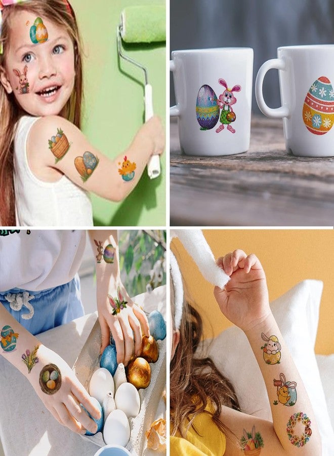 CHARLENT Glitter Easter Temporary Tattoos for Kids Easter Basket Stuffers - 74 Individually Sheets Glitter Easter Egg Bunny Tattoos for Boys Girls Easter Party Favors - Image 3
