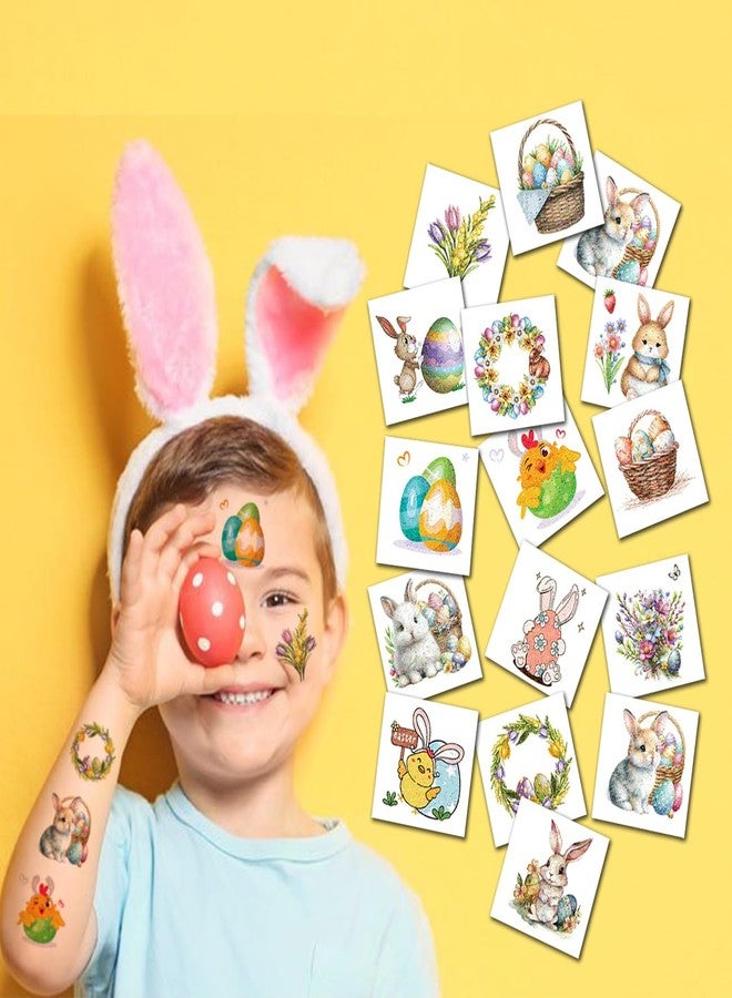CHARLENT Glitter Easter Temporary Tattoos for Kids Easter Basket Stuffers - 74 Individually Sheets Glitter Easter Egg Bunny Tattoos for Boys Girls Easter Party Favors - Image 5