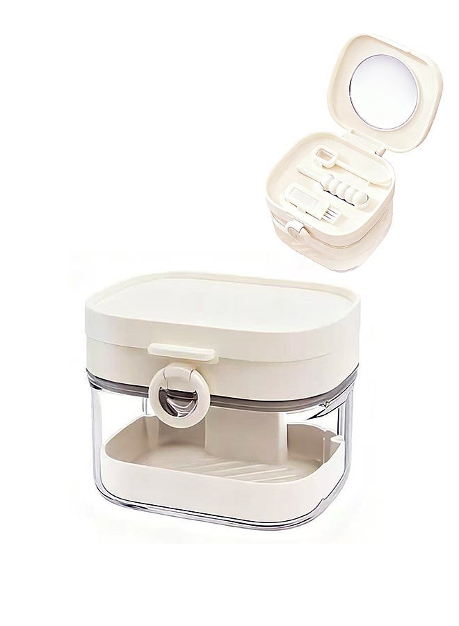 Fasola Professional Dental Appliance Cleaning & Storage Kit – Double-Layer Soaking Box with Mirror, Tools & Drainage Tray for Retainers, Aligners & Dentures | BPA-Free Portable Oral Care Organizer - Image 1