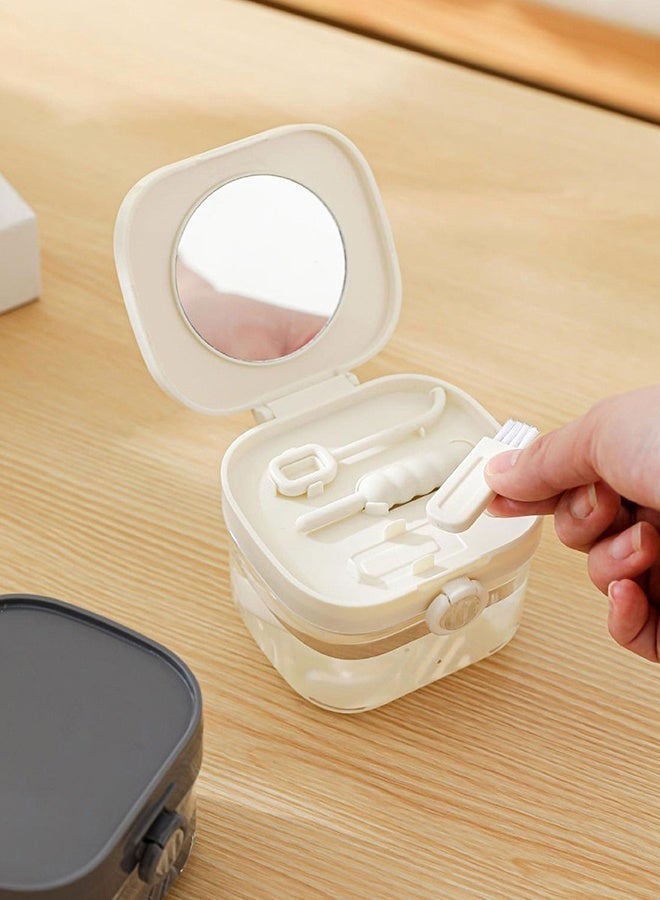 Fasola Professional Dental Appliance Cleaning & Storage Kit – Double-Layer Soaking Box with Mirror, Tools & Drainage Tray for Retainers, Aligners & Dentures | BPA-Free Portable Oral Care Organizer - Image 4