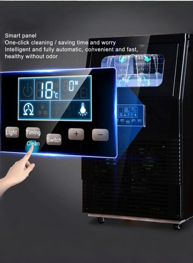 HICON Commercial Ice Maker Machine, Intelligent Cubes Ice Maker, 40kg of Ice Per 24 hours, LED Display, 32 Cubes Per 15 Min, Ideal for Tea Shop, Coffee Shop, Cold Drink Shop, Hotel HZB-40F/A Black - Image 2