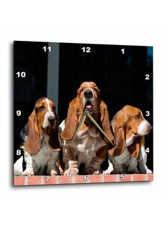 3DROSE Trio Of Basset Hounds Mr Wall Clock 13X13  - Image 2