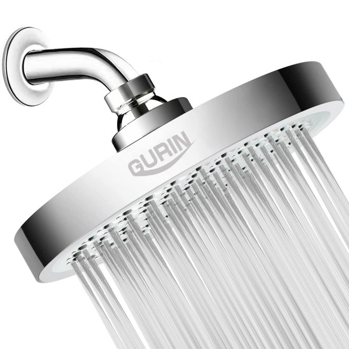 SHOWER HEAD HIGH PRESSURE RAIN LUXURY BATHROOM SHOWERHEAD WITH CHROME PLATED FINISH ADJUSTABLE ANGLES ANTICLOGGING SILICONE NOZZLES CALIFORNIA 18 GPM