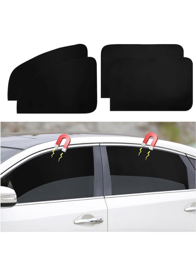 4 Pcs Car Window Shades, Magnetic Privacy Curtains, Side Window Sun Shades, UV Protection Sun Shades, 100% Light Block Car Window Covers with Cooler Feeling - Image 1