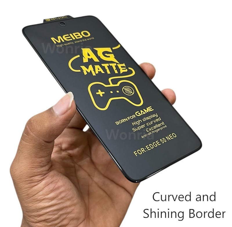 WonRia ® حزمة 1 - واقي شاشة غير لامع لموتورولا إيدج 50 نيو 5G زجاج مقسى غير لامع من الحافة إلى الحافة [مضاد لبصمات الأصابع | مضاد للتوهج | حافة لامعة] - (مصنوع من الزجاج) - Image 3