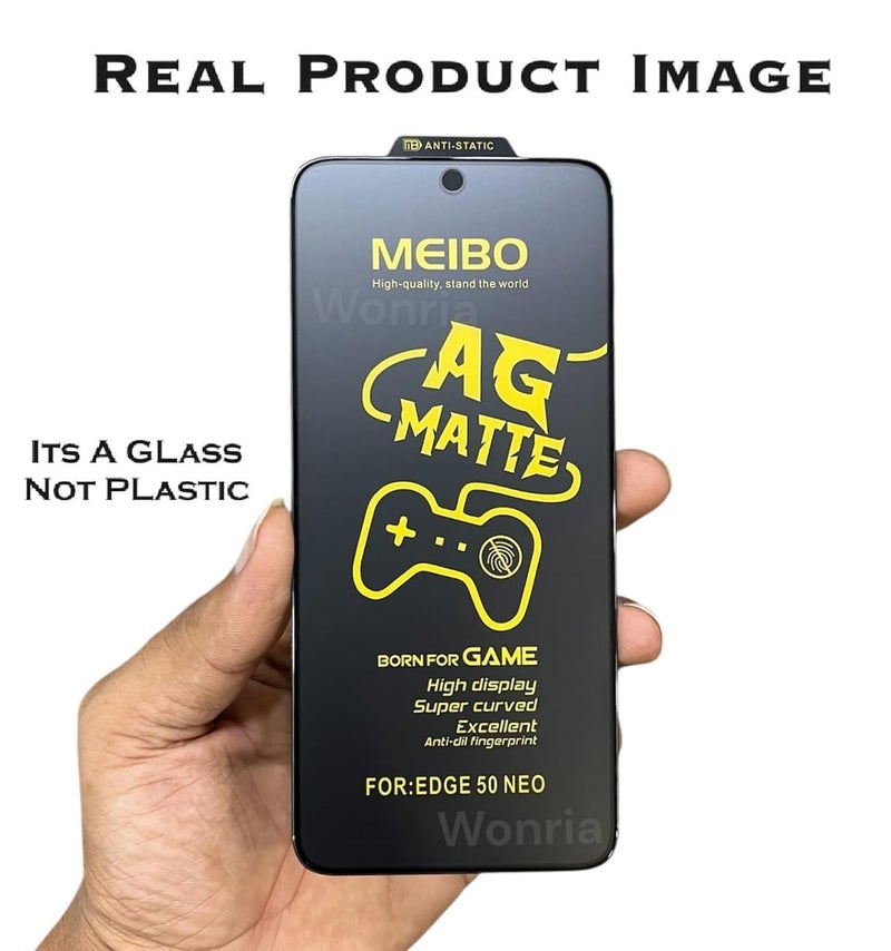 WonRia ® حزمة 1 - واقي شاشة غير لامع لموتورولا إيدج 50 نيو 5G زجاج مقسى غير لامع من الحافة إلى الحافة [مضاد لبصمات الأصابع | مضاد للتوهج | حافة لامعة] - (مصنوع من الزجاج) - Image 2