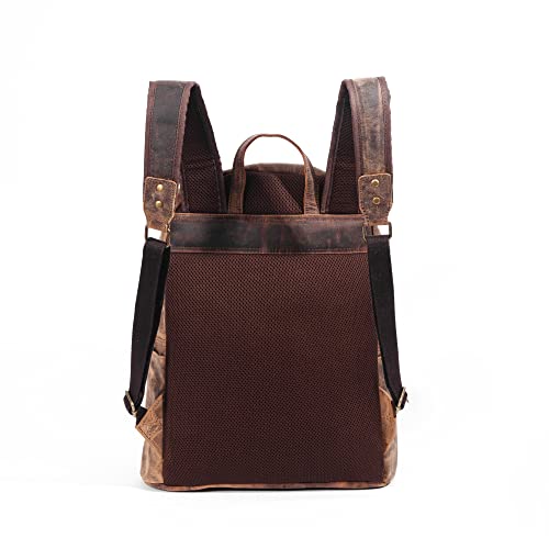 KomalC 15 Inch Leather backpack rucksack laptop bag for women & men travel hiking travel essential shoulder camping Premium buffalo bag - Image 5