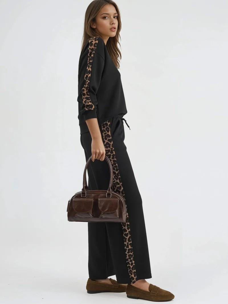 HICCUP Leopard Print High Waist Two-Piece Coord Set Bersan Collection