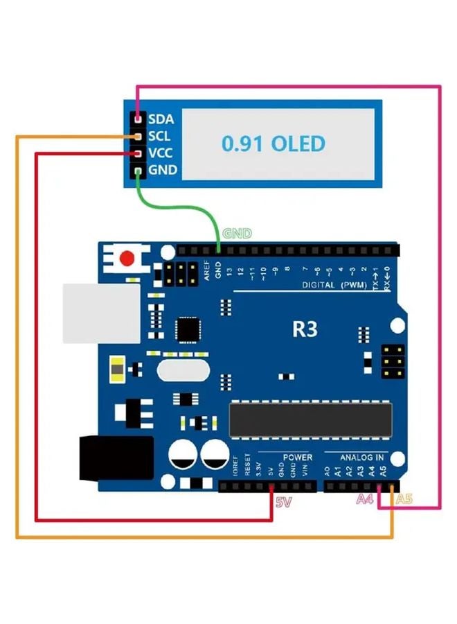 5pcs White 0.91 Inch I2C IIC OLED Display Module Screen DC 3.3V 5V Compatible with Arduino Raspberry PI - Image 4