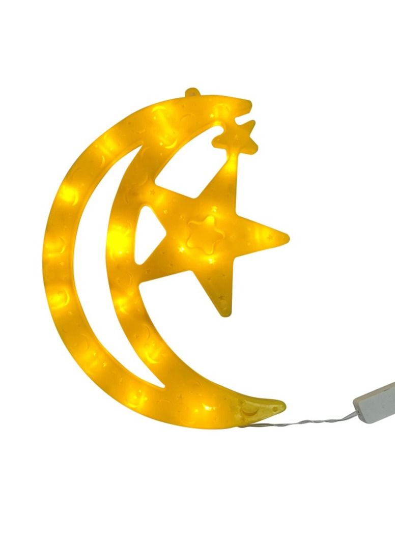 Salla Crescent Moon Star Yellow Glowing LED Light 30x22cm - Image 1