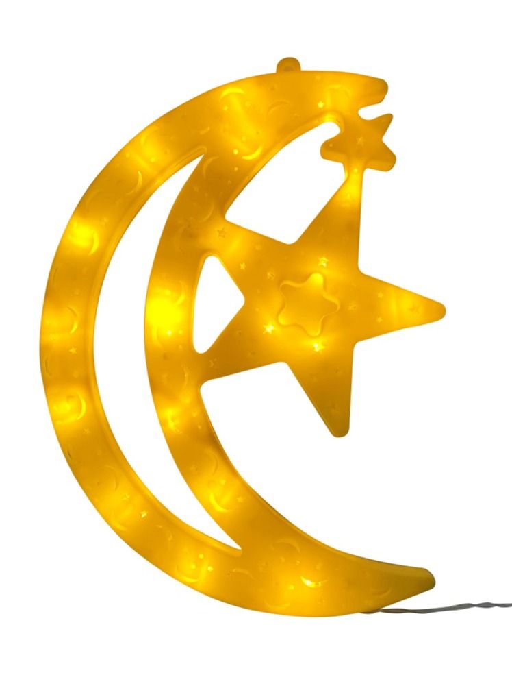 Salla Crescent Moon Star Yellow Glowing LED Light 30x22cm - Image 2