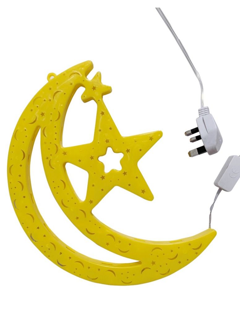 Salla Crescent Moon Star Yellow Glowing LED Light 30x22cm - Image 3