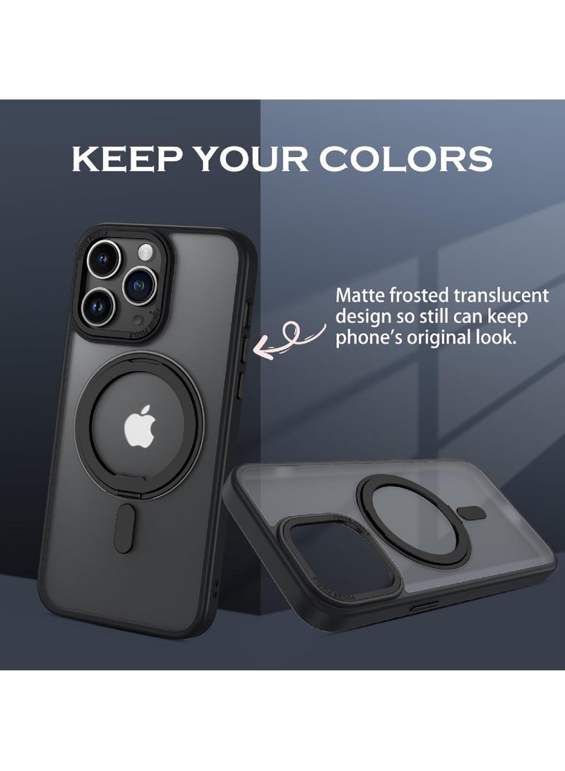 iPhone 14 Pro Case Clear - Non Yellowing - with 360 Ring- MagSafe Compatible - Military Grade Protection Kickstand Slim Case for iPhone 14 Pro 6.1'' for Men Women - Image 2