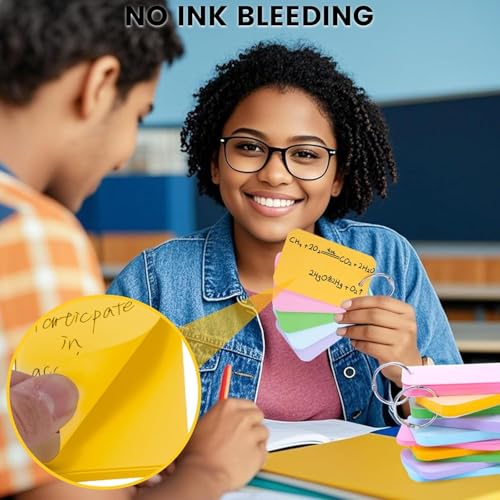 Koogel 250PCS Colored Index Cards with Rings, Flash Cards for Studying, 2.2 x 3.5 Inch Portable Notecard with Cover for School Vocabulary Words Memory Nursing Note Taking Classroom College Essentials - Image 4