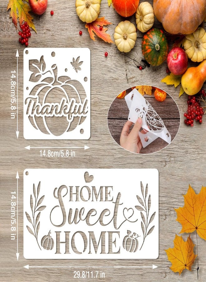 Konsait 18 PCS Fall Stencils for Painting on Wood, Happy Thanksgiving Templates Thankful Stencil Autumn Pumpkin Stencil Reusable Fall Door Mat Stencils for Fabric Drawing Crafts - Image 2