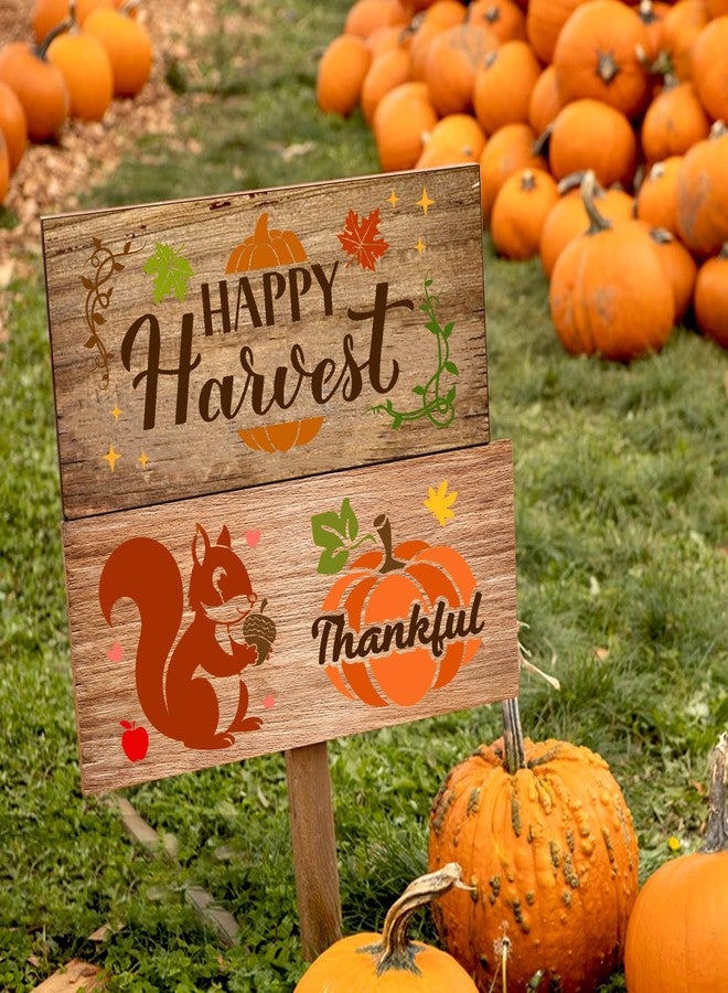 Konsait 18 PCS Fall Stencils for Painting on Wood, Happy Thanksgiving Templates Thankful Stencil Autumn Pumpkin Stencil Reusable Fall Door Mat Stencils for Fabric Drawing Crafts - Image 5