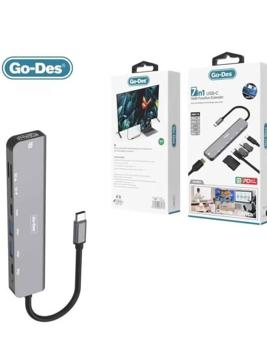 7-In-1 Multiport Usb C Hub (With 4K Hdmi, Usb-C, 2 X Usb A, 3.5mm Audio, Sd 3.0 Slot, And Micro-Sd 3.0 For Macbook Pro, Macbook Air, Ipad Pro, Xps And More