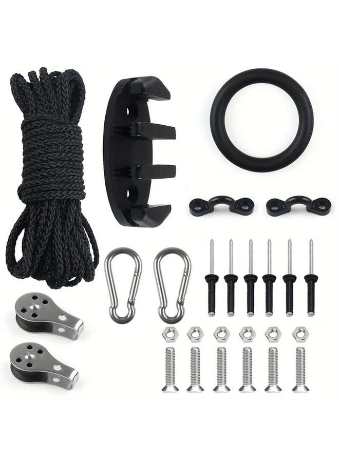 27 قطعة مجموعة ترولي مرسى الكياك مع بكرات وحلقة تجهيز حاجز 30 قدم حبل - Image 1