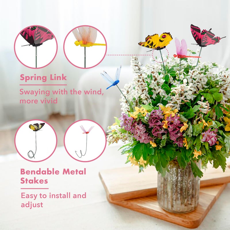 CAMATET 80 Pcs Decorative Butterfly Garden Stakes, 11.4 inch Waterproof Butterfly Picks for Flower Bouquet Arrangements, Colorful Plant Stick Kit Decorations for Patio Yard Pot (Multicolor) - Image 3