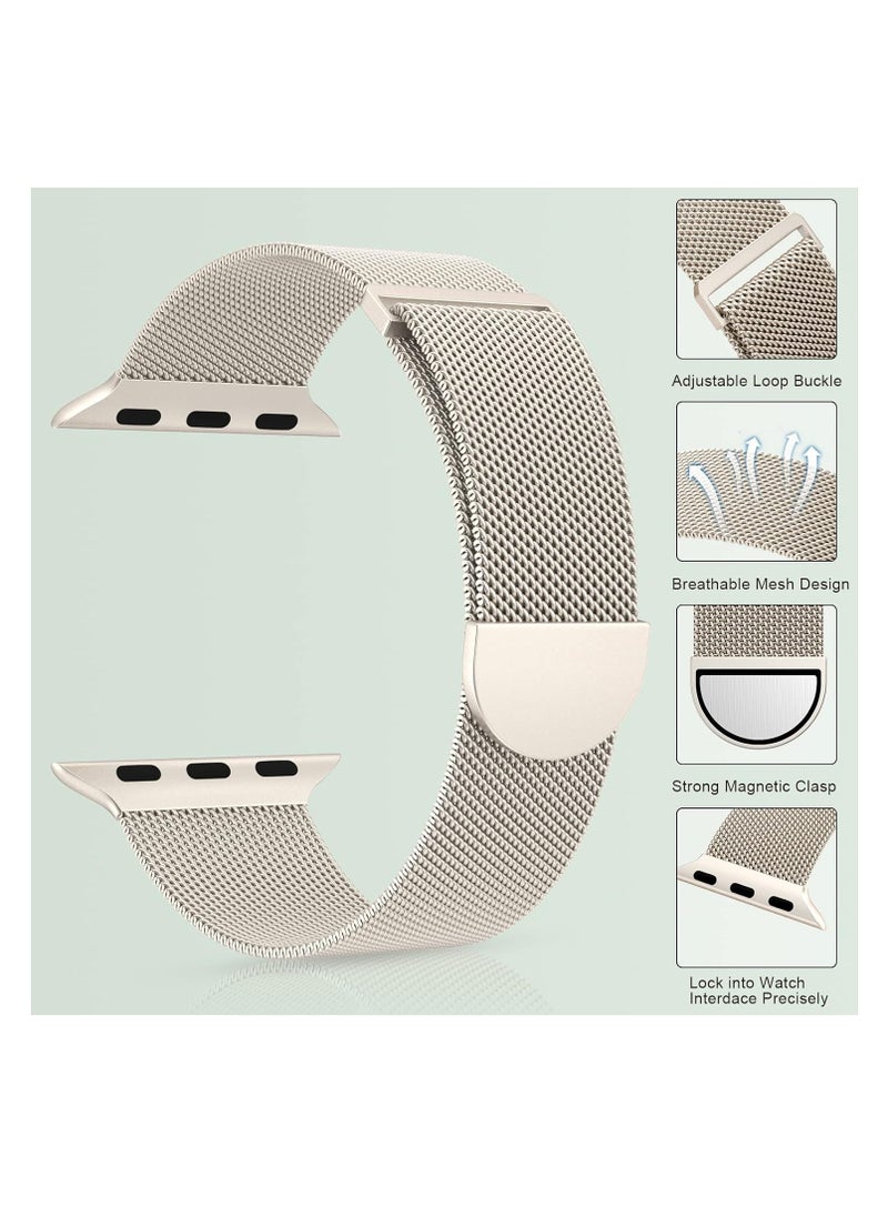 MARGE PLUS Marge Plus Compatible with Apple Watch Band 38mm 40mm 41mm Women and Men, Stainless Steel Mesh Loop Magnetic Clasp Replacement for  - Image 2