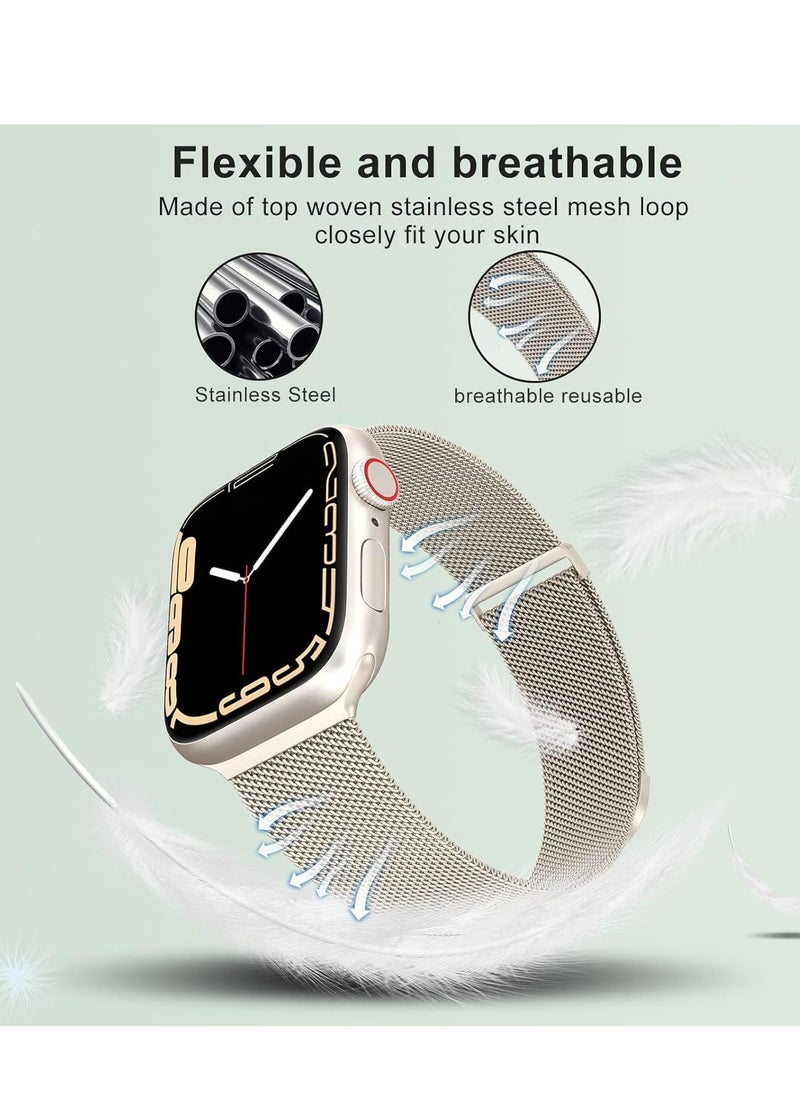 MARGE PLUS Marge Plus Compatible with Apple Watch Band 38mm 40mm 41mm Women and Men, Stainless Steel Mesh Loop Magnetic Clasp Replacement for  - Image 3