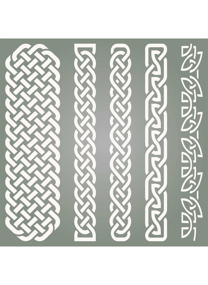 Usnyabni - Stencils for Walls: Celtic Knot Stencil, 4.5 x 4.5 inch (S) - Irish Celts Viking Knotwork Border Woven Ethnic Braided Protection Knot Stencils for Painting Template - Image 1