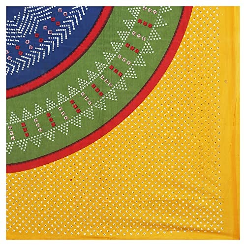 RajasthaniKart® Pure 100% Cotton Double Bed Sheet with 2 Pillow Covers (Bedsheet for Double Bed Cotton, Yellow, Bhandej) - Image 3