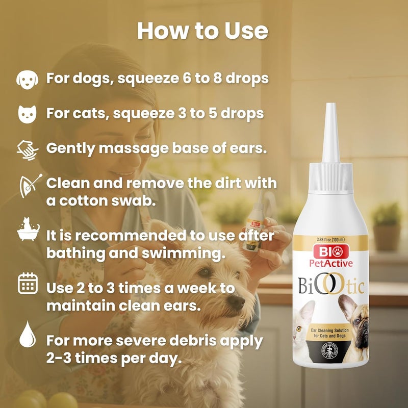 Bio PetActive Cat and Dog Ear Cleaning Solution - 100 ML - Image 1
