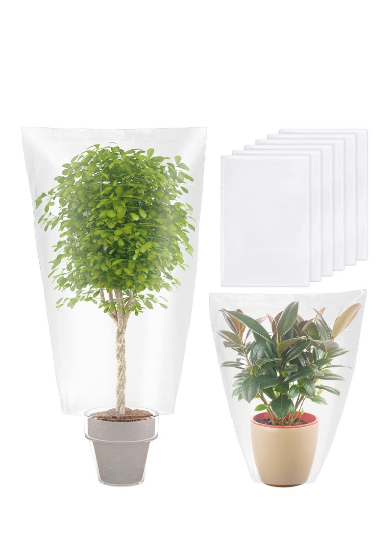 SYOSI 5 Pcs Plant Covers, Freeze Protection Winter Plant Film Cover, Plastic Clear Plant Shelter Bags, Waterproof Frost Cloth, for Outdoor Plants, Greenhouse, Garden, Rain Frost Protection  - Image 1