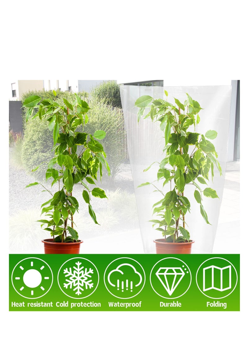 SYOSI 5 Pcs Plant Covers, Freeze Protection Winter Plant Film Cover, Plastic Clear Plant Shelter Bags, Waterproof Frost Cloth, for Outdoor Plants, Greenhouse, Garden, Rain Frost Protection  - Image 2