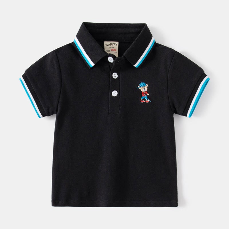 2023 New Boys Short Sleeve T-Shirt Korean Embroidery Children'S Short Sleeve T-Shirt Baby Summer Coat Tide A Generation Of Hair - Image 1