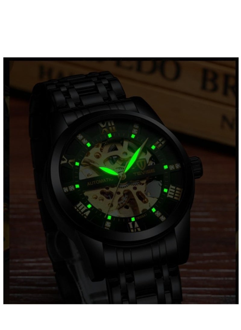 Tevise Men's Big Dial Auto Mechanical Stainless Steel Tourbillon Luxury Designer Watch  - Image 4