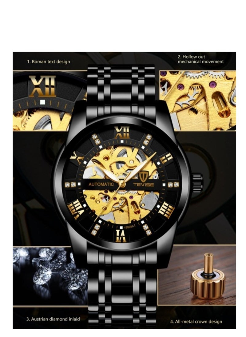 Tevise Men's Big Dial Auto Mechanical Stainless Steel Tourbillon Luxury Designer Watch  - Image 5