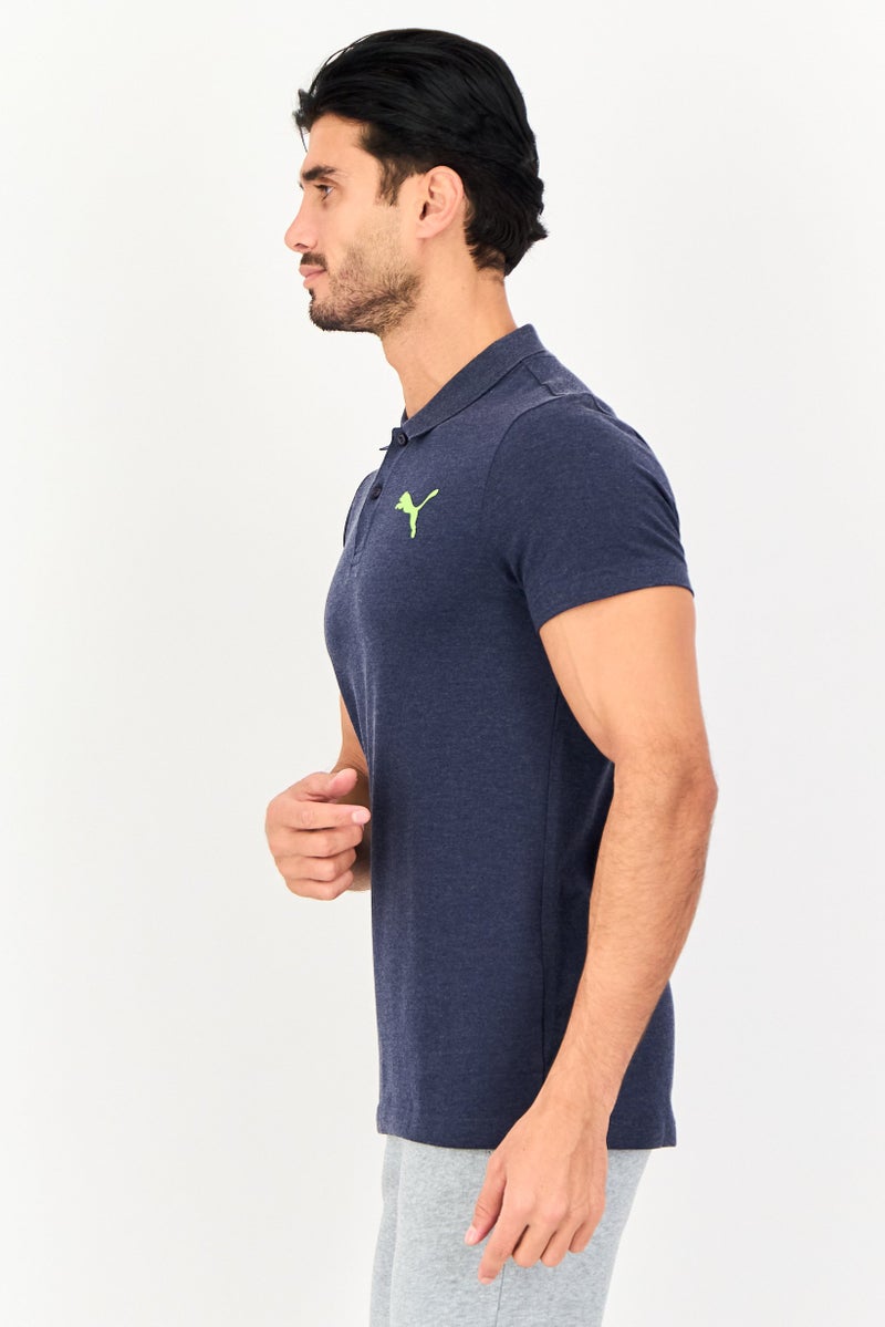 PUMA Men Slim Fit Short Sleeve Essential Pique Outdoor Polo Shirt, Heather Navy - Image 3