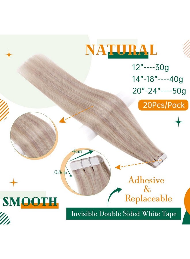 إيزي يوث شريط Balayage في وصلات الشعر البشري الحقيقي، وصلات شعر بشرية، وصلات شعر بشري أشقر رمادي يبرز التبييض الأشقر والغراء في وصلات الشعر، شعر بشري بدون خياطة 22 بوصة 20 قطعة 50 جم - Image 3