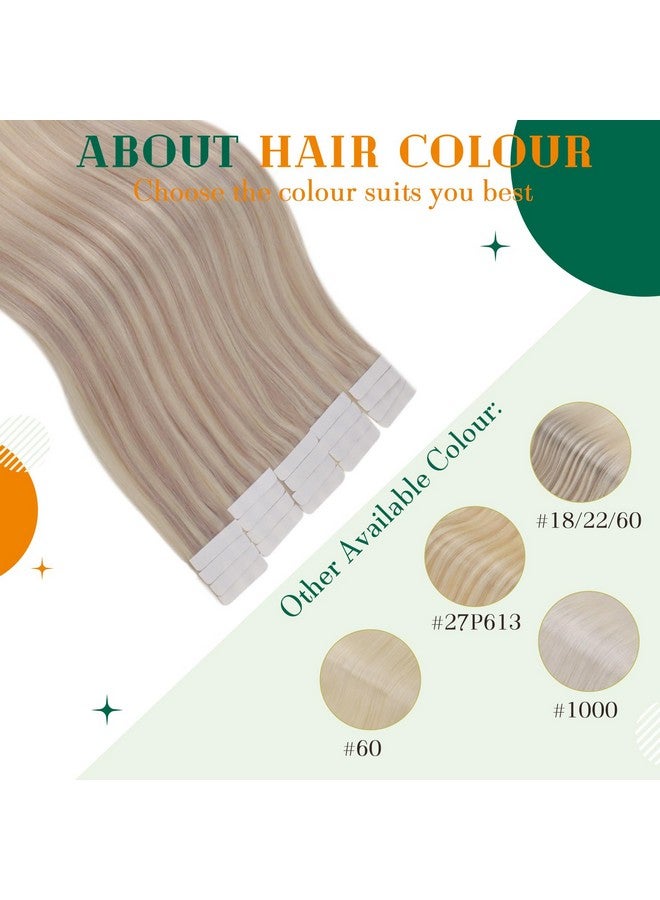 إيزي يوث شريط Balayage في وصلات الشعر البشري الحقيقي، وصلات شعر بشرية، وصلات شعر بشري أشقر رمادي يبرز التبييض الأشقر والغراء في وصلات الشعر، شعر بشري بدون خياطة 22 بوصة 20 قطعة 50 جم - Image 4