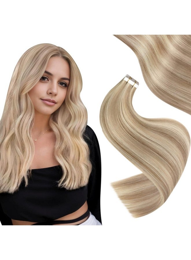 إيزي يوث شريط Balayage في وصلات الشعر البشري الحقيقي، وصلات شعر بشرية، وصلات شعر بشري أشقر رمادي يبرز التبييض الأشقر والغراء في وصلات الشعر، شعر بشري بدون خياطة 22 بوصة 20 قطعة 50 جم - Image 1