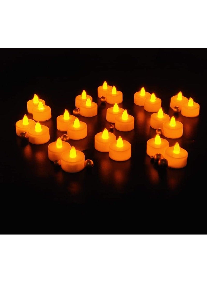 بابونا مجموعة من 24 شمعة LED صغيرة، تعمل بالبطارية بدون لهب ودخان، مع تصميم أكريليك زخرفي لتزيين المنزل وللهدايا (أصفر) - Image 1
