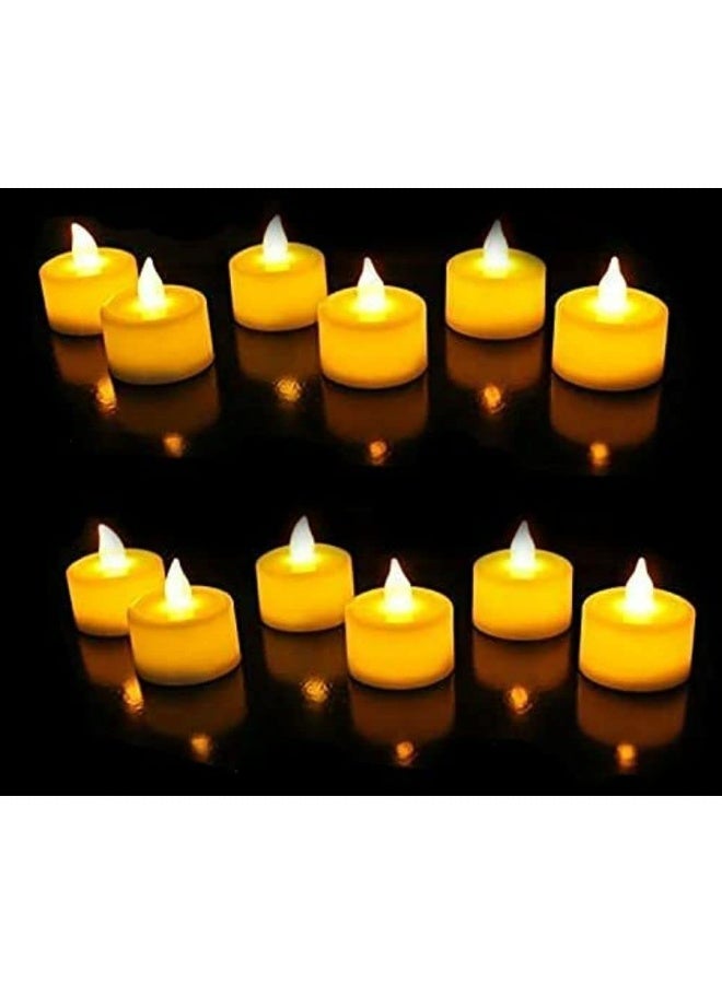 بابونا مجموعة من 24 شمعة LED صغيرة، تعمل بالبطارية بدون لهب ودخان، مع تصميم أكريليك زخرفي لتزيين المنزل وللهدايا (أصفر) - Image 3