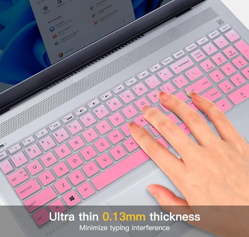 imComor Keyboard Cover for HP Laptop 15-db 15-dw 15-dy 15-da 15-bs/bw 15-ef 15t 15z 15.6" Model 15-db0011dx 15-dy1043dx/dy1051wm 15-dw0037wm/dw1083wm 15-ef1001ds, HP 17-by/bs/ca 17.3 Keyboard Skin, Ombre Pink - Image 5