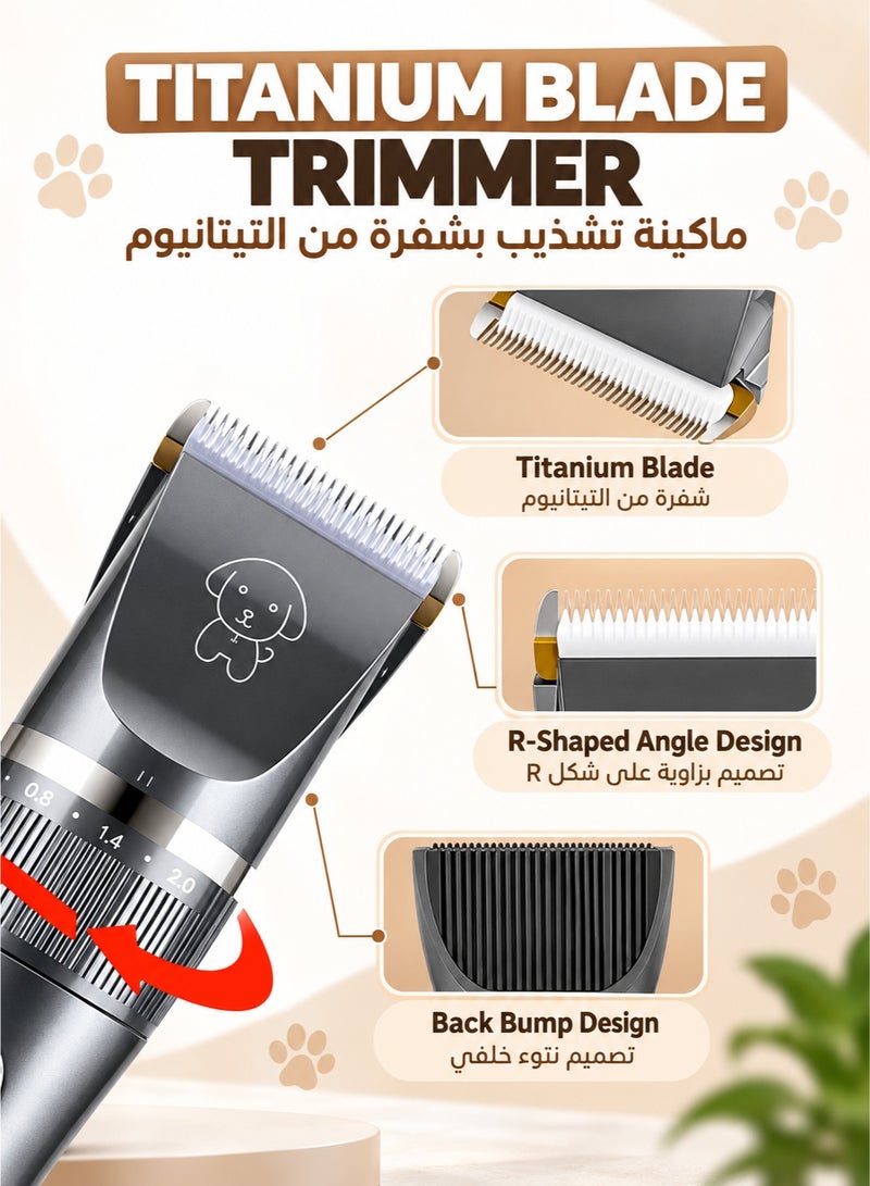 XiuWoo Pet Grooming Kit Low Noise Pet Hair Trimming Tool for Dogs and Cats Multifunction Rechargeable Shaver with Replace Heads Nail Clippers, Files, Scissors, Comb - Image 3