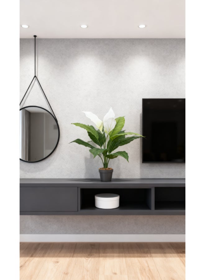 Noon East Anthuirum 55cm Tall Artificial Plant with Pot | Desk Plant with Lifelike Design & Texture - Green & White Leaves | Decorative Natural Texture Plant for Home, Living Room, Study & Office spaces - Image 5