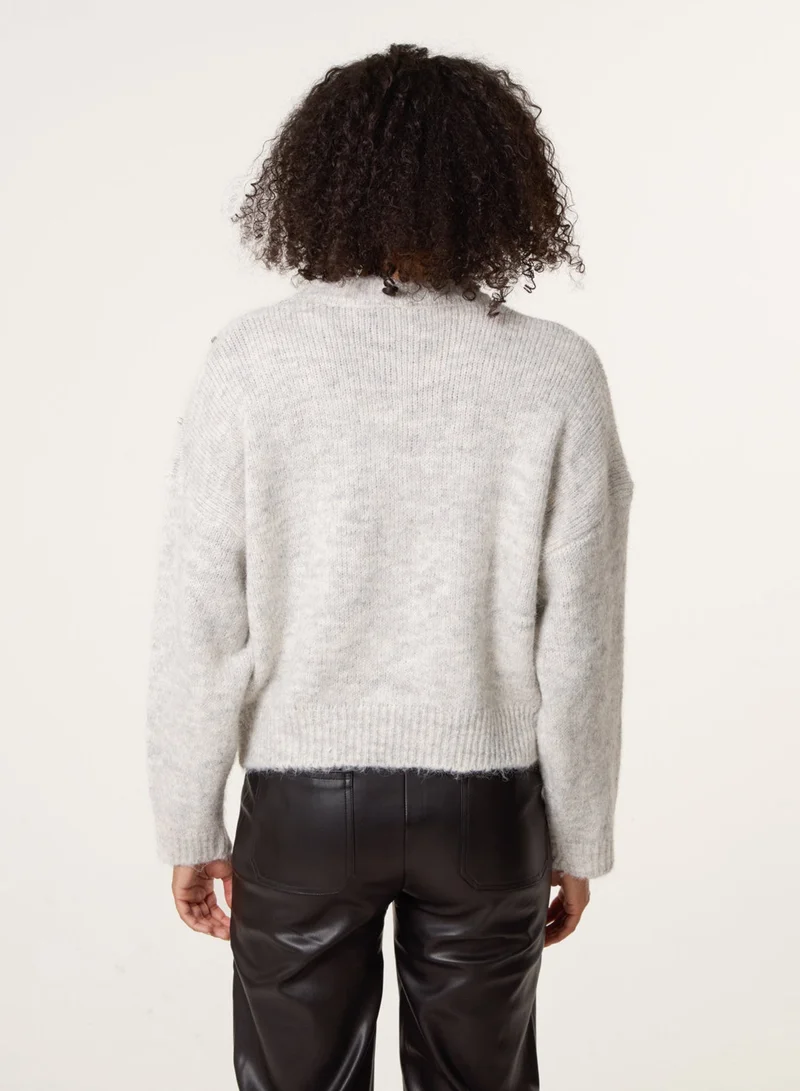 Blue Vanilla Diamante Round Neck Jumper