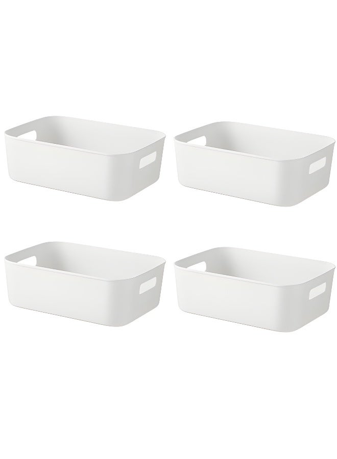 AL RAID 4 Pack - White Box Pantry Cupboard Storage Organizer Basket Bin (Samll) - Image 1