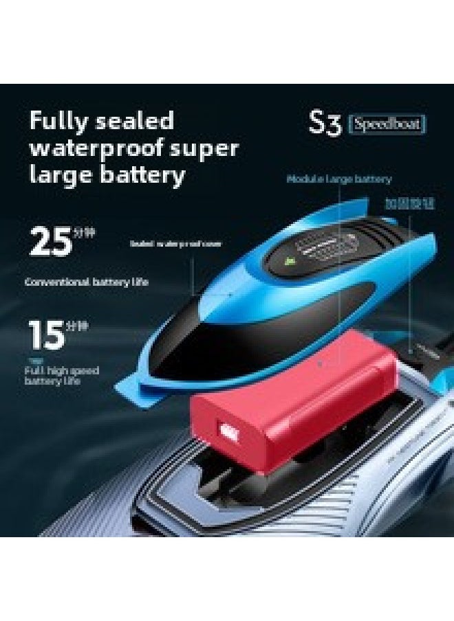 S3 Remote Control Boat High Horsepower Large Remote Control High Speed Boat Speedboat Children's Water Toy Charging Boat Model Cross Border-Color:S3-extra Large Water Cooled 45 Speed ​​-Specification:Three-power Package-two Spare Batteries  - Image 5