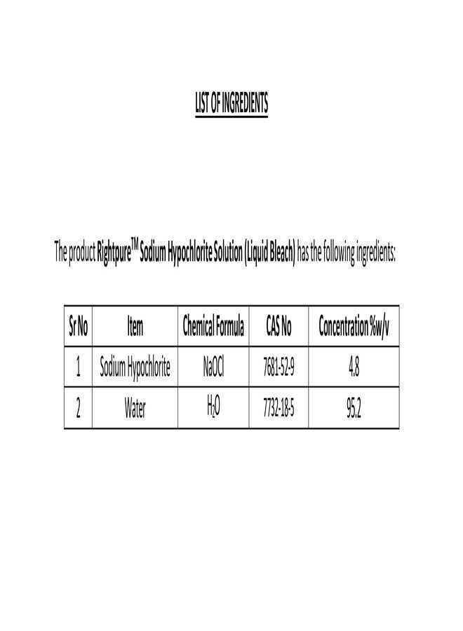 RIGHTPURE® Sodium Hypochlorite Multi-Purpose Disinfectant Solution 1000 ml - Image 4