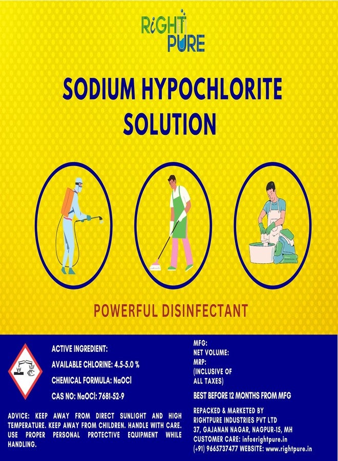 RIGHTPURE® Sodium Hypochlorite Multi-Purpose Disinfectant Solution 1000 ml - Image 3