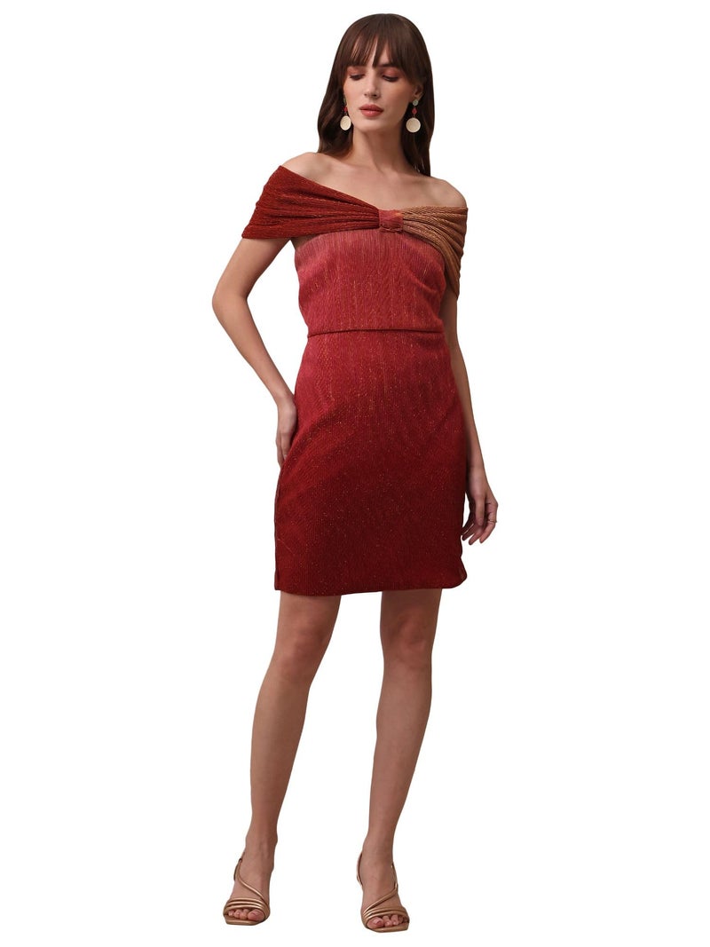 PURVAJA Women’s Bodycon Mini Length Dress (Wini-167_Maroon_Medium) - Image 1