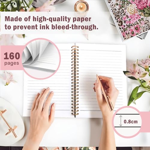 Lacama Leopard Print Gifts for Women, Cheetah Print Gifts Notebook Journal, Pink Floral Hardcover Spiral Notebook, School Office Supplies 160 Pages 5.5x8.3 - Image 5